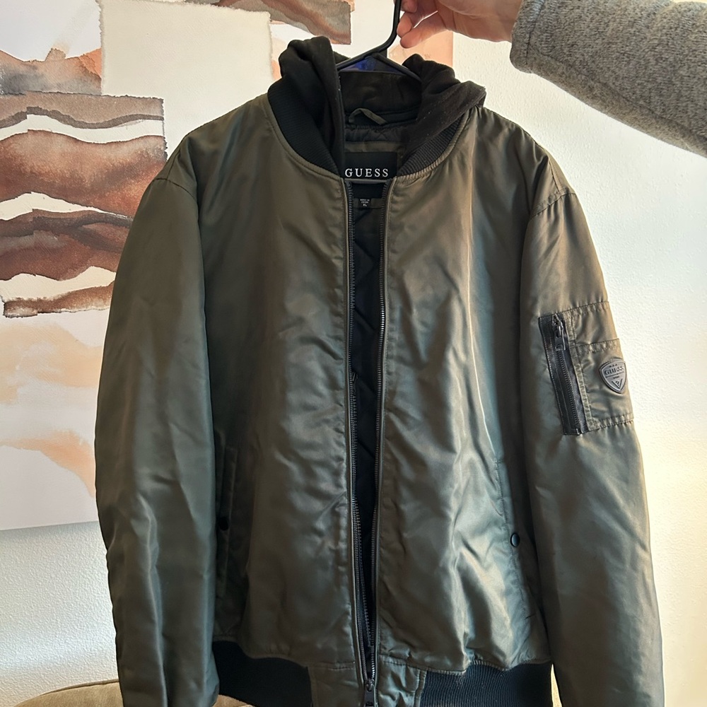 GUESS Men's Green Bomber Jacket